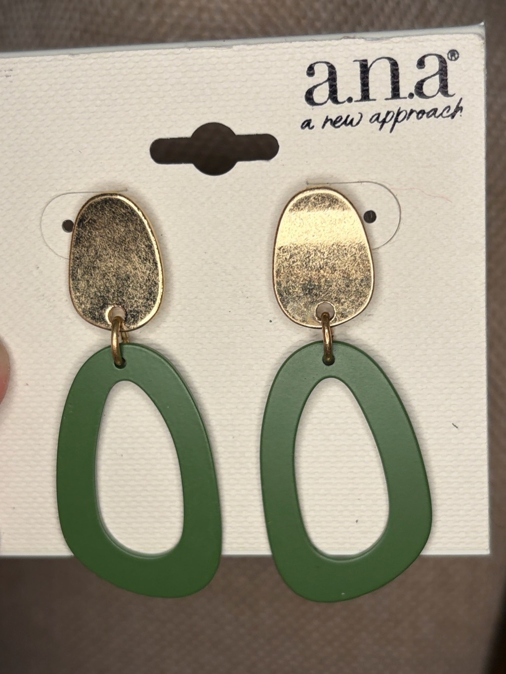a.n.a Olive Green Open Teardrop Dangle Earrings